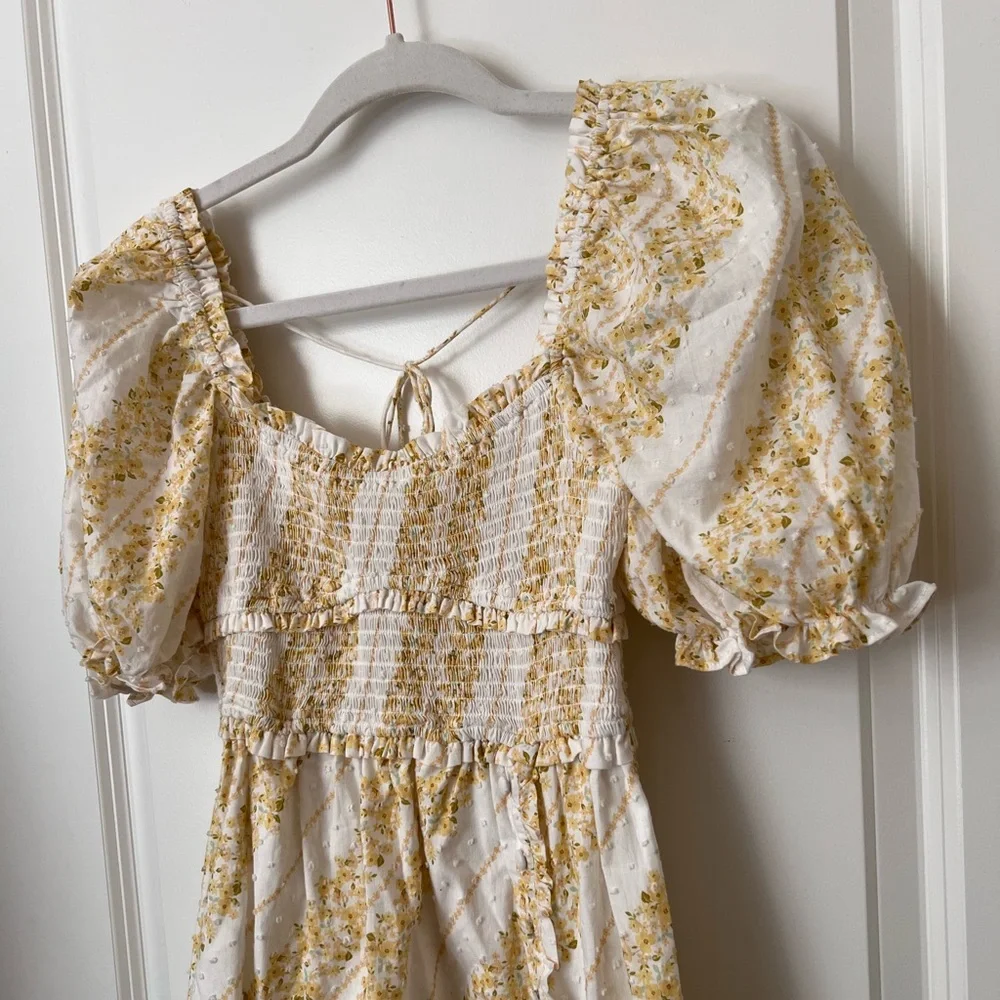 For Love & Lemons Lucie Smocked Midi Dress - Picture 7 of 11